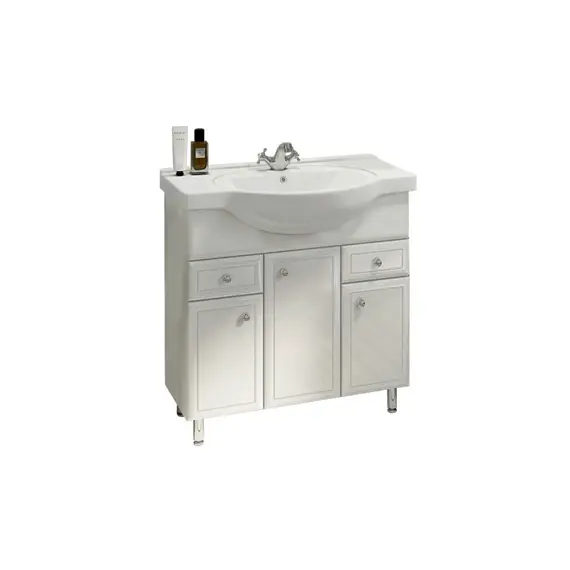 COMFORTY. Тумба-умывальник "Сочи-85/100" белый глянец с раковиной