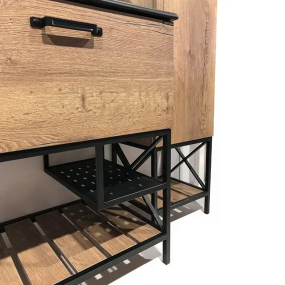 Тумба-умывальник Comforty  Бредфорд дуб темный с черной раковиной 75/90