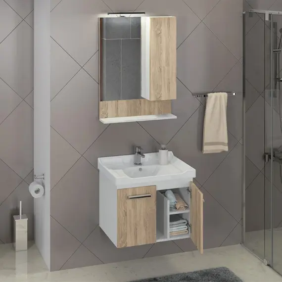 Зеркало-шкаф Comforty Рига, дуб сонома