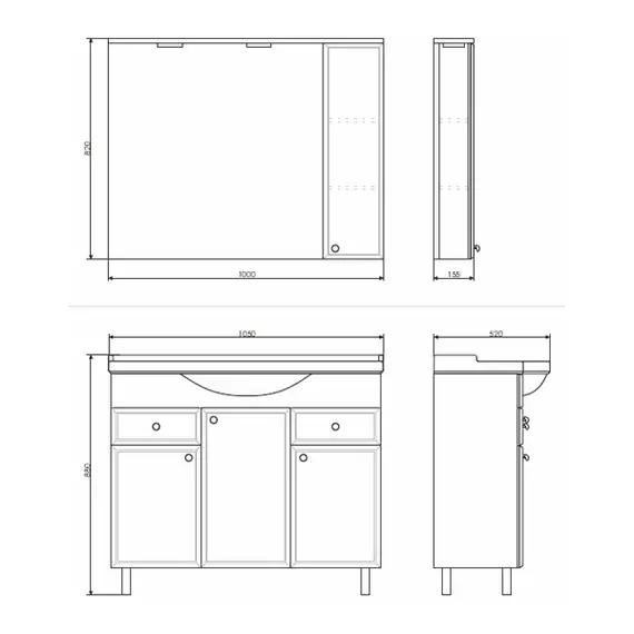 COMFORTY. Зеркало-шкаф "Сочи-85/100" белый глянец