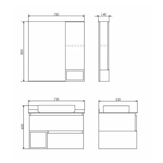 Зеркало-шкаф Comforty Прага, дуб белый