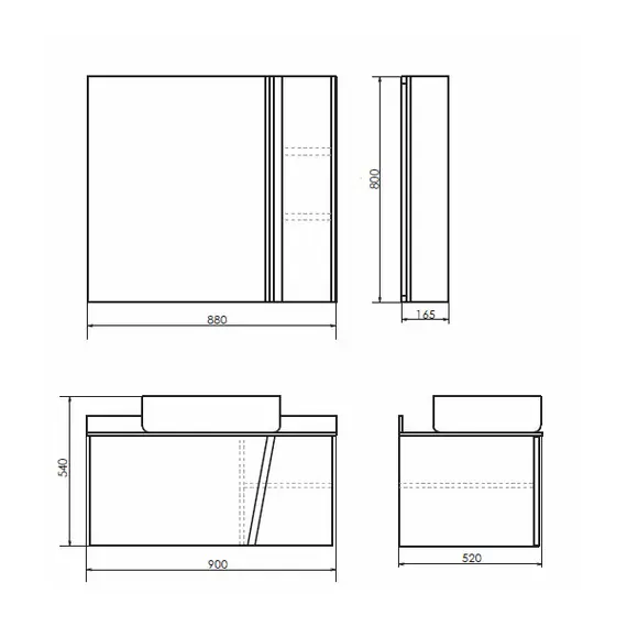 COMFORTY. Зеркало-шкаф "Эдинбург-60/75/90" бетон светлый
