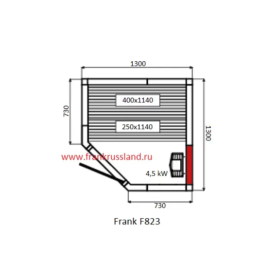 Финская сауна Frank 820 серия угловая, 2 полки, липа/кедр