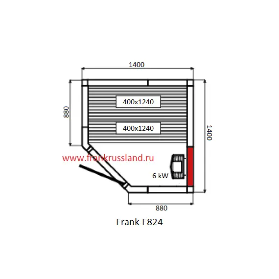 Финская сауна Frank 820 серия угловая, 2 полки, липа/кедр