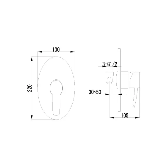 Смеситель Lemark Atlantiss LM3223C для душа, встраиваемый