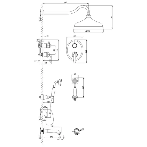 Смеситель Lemark Brava LM4722G для ванны и душа, встраиваемый