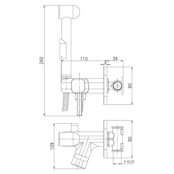 Смеситель Lemark Solo LM7165C с гигиеническим душем, встраиваемый