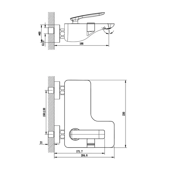 Смеситель Lemark  Bellario LM6802C для ванны