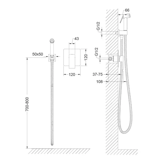 Смеситель встроенный с гигиеническим душем Timo Selene 2089/17SM
