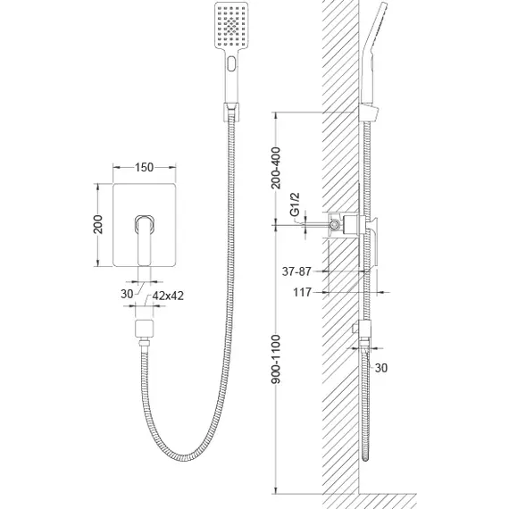Смеситель встроенный для душевого угла Timo Torne 4369