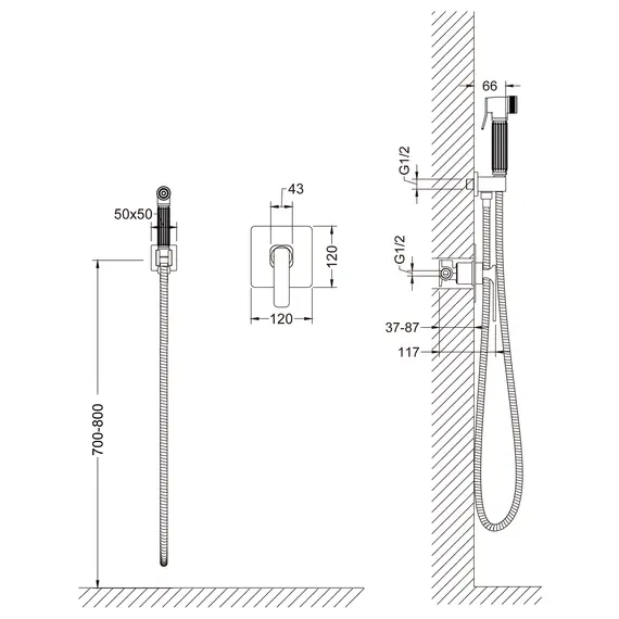 Смеситель встроенный с гигиеническим душем Timo Torne 4389/03SM