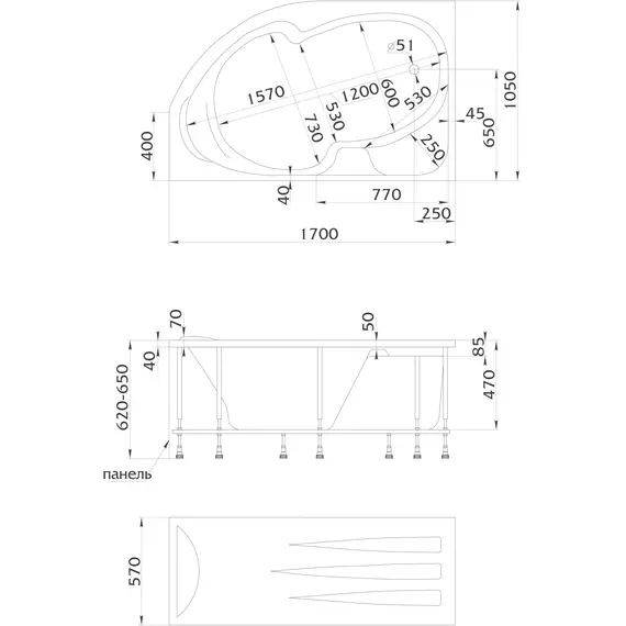 Ванна 1Marka DIANA