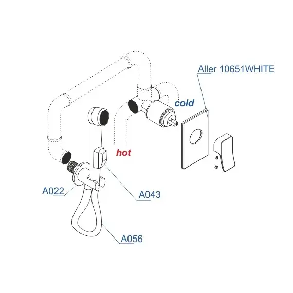 Встраиваемый комплект  WasserKRAFT A010656WHITE  для биде со шлангом