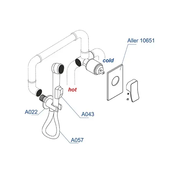 Встраиваемый комплект WasserKRAFT A010657 для биде со шлангом