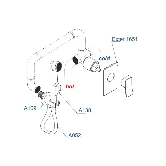 Встраиваемый комплект  WasserKRAFT A01652  для биде со шлангом 150 см