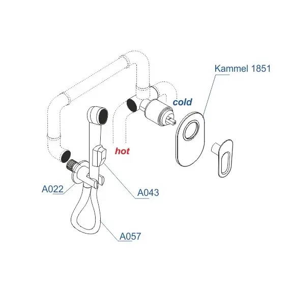 Встраиваемый комплект  WasserKRAFTдля биде со шлангом 120 см
