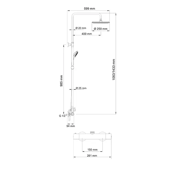 Душевая стойка с термостатом WasserKRAFT A13302