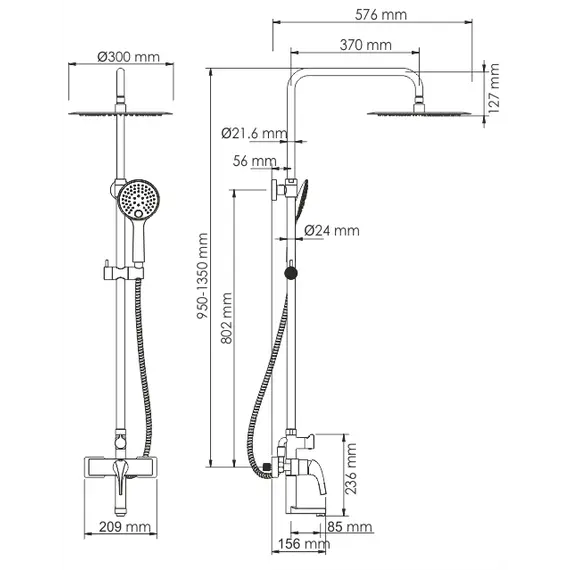 Комплект для ванны и душа WasserKRAFT Sauer A17101