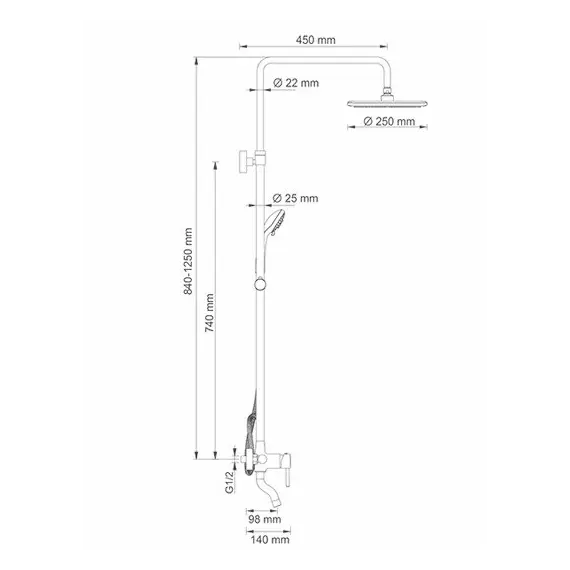 Комплект для ванны и душа WasserKRAFT A14401