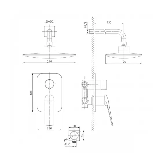 Смеситель Lemark Allegro LM5929CW для душа, встраиваемый