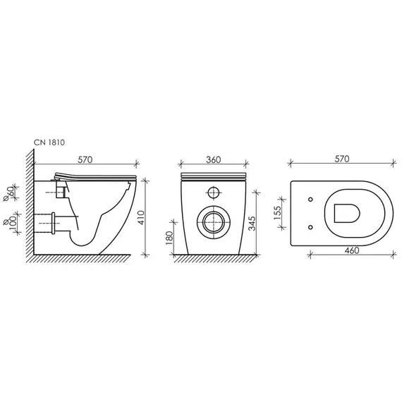 Напольный приставной унитаз Ceramica Nova Mia Rimless CN1810