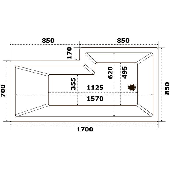 Ванна акриловая  BAS  ЭСТЕ 170*85 L/R