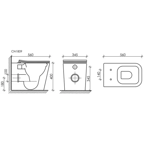 Напольный приставной унитаз Ceramica Nova Cubic CN1809