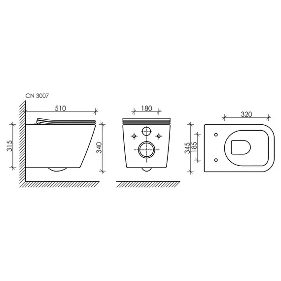 Подвесной унитаз  Ceramica Nova Metric Rimless CN3007