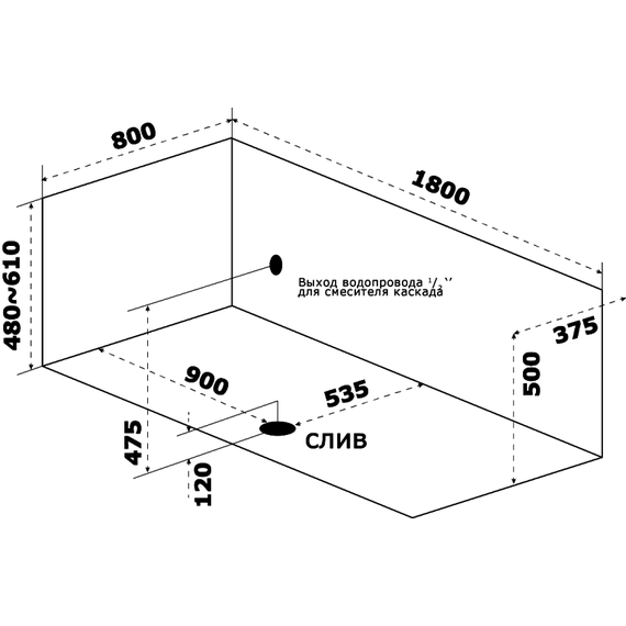 Ванна акриловая BAS  МАЛЕ 180*80