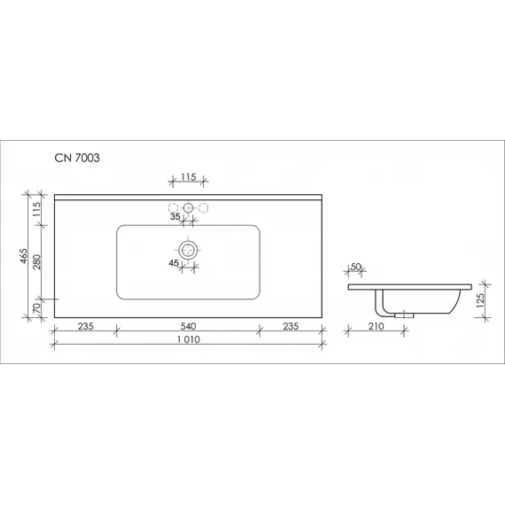 Умывальник накладной прямоугольный Ceramica Nova Element