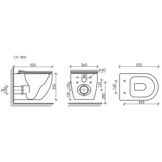 Подвесной унитаз Ceramica Nova Mia Rimless CN1805