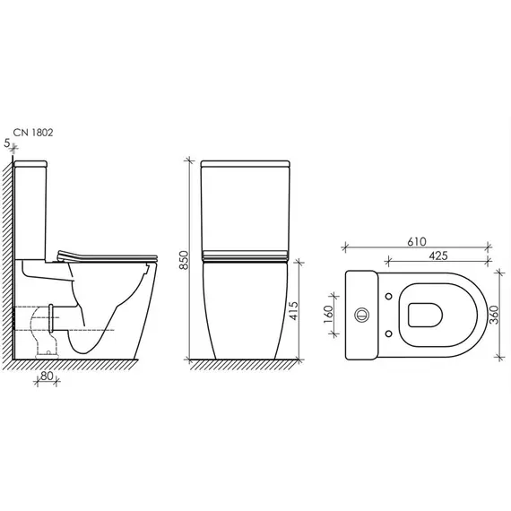 Напольный пристенный унитаз Ceramica Nova Highlight CN1802