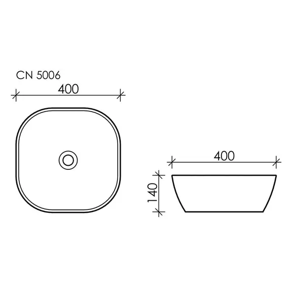 Умывальник чаша накладная квадратная Ceramica Nova Element