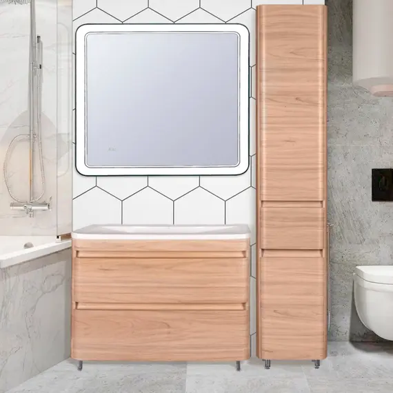 Тумба напольная с раковиной Style Line Атлантика, ясень перламутр