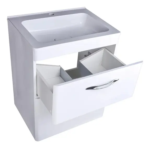Тумба напольная с раковиной Style Line Каре (2 ящ.) Люкс белая, PLUS