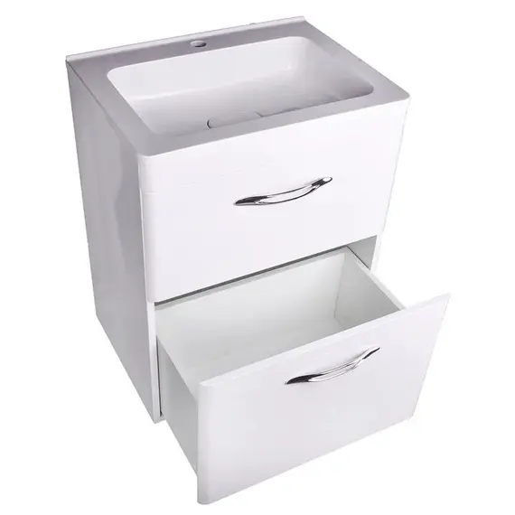 Тумба напольная с раковиной Style Line Каре (2 ящ.) Люкс белая, PLUS