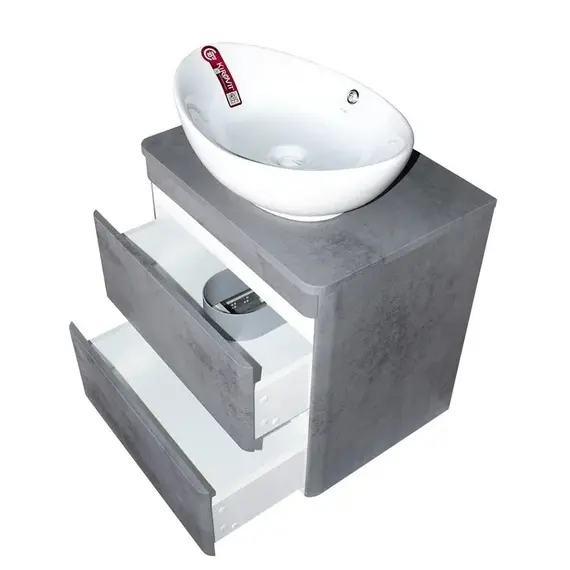 Тумба подвесная со столешницей МДФ Style Line Атлантика бетон темный