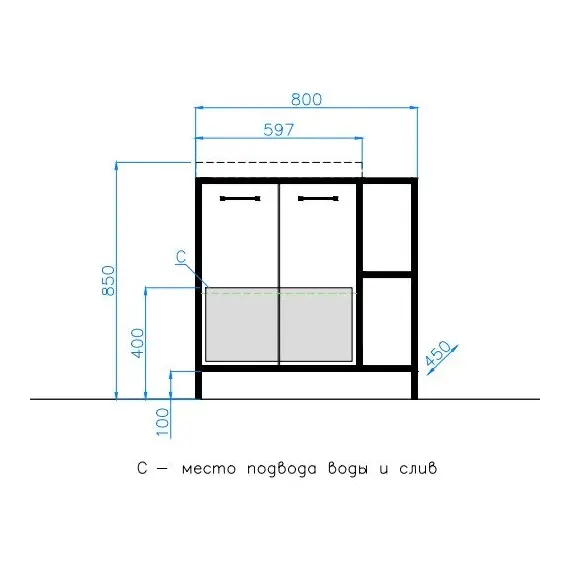Тумба напольная с раковиной Style Line Лофт 60/80 L/R