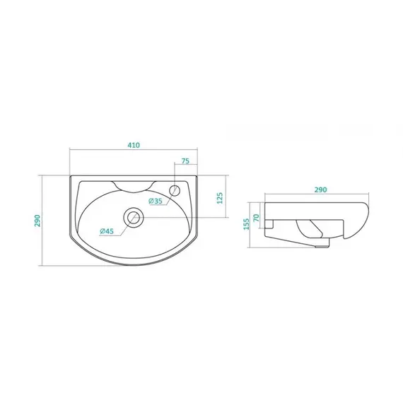 Тумба напольная с раковиной Style Line Эко Волна
