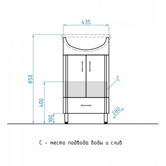 Тумба напольная с раковиной Style Line