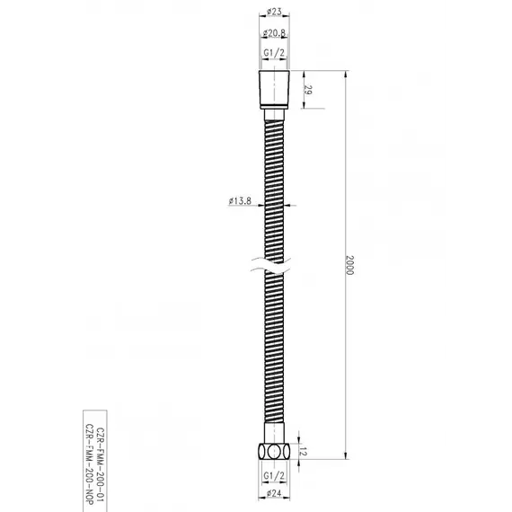 Гибкий шланг металлизированный хром 2 м  Cezares CZR-FMM-200-01 2 м