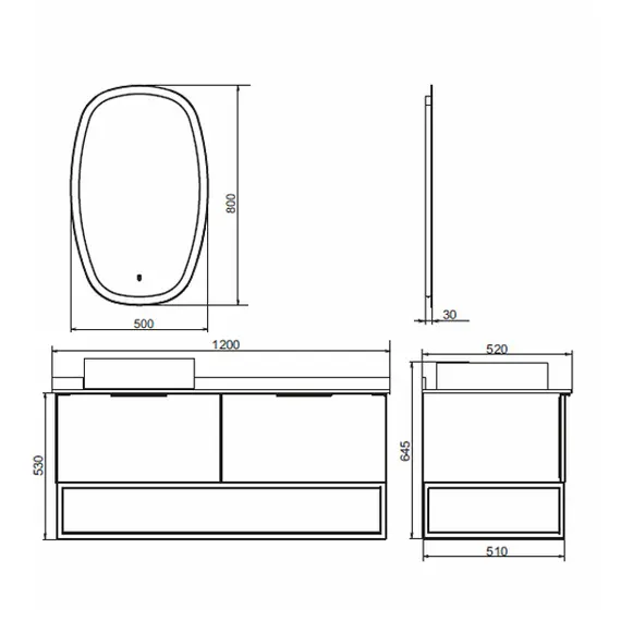 COMFORTY. Тумба-умывальник "Порто-120-1-/2" дуб тёмно-коричневый с черной столешницей c 1-2  раковиной COMFORTY 9110