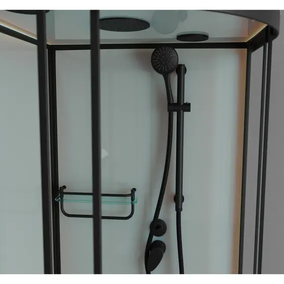 Душевая кабина Frank F400/1 Black 100х100 средний поддон/ прозрачное стекло