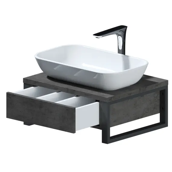 Тумба подвесная 1Marka GRUNGE LOFT бетон темный