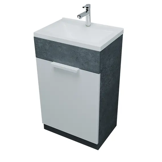 Тумба напольная с раковиной 1Marka Revo 50 см, бетон темно-серый