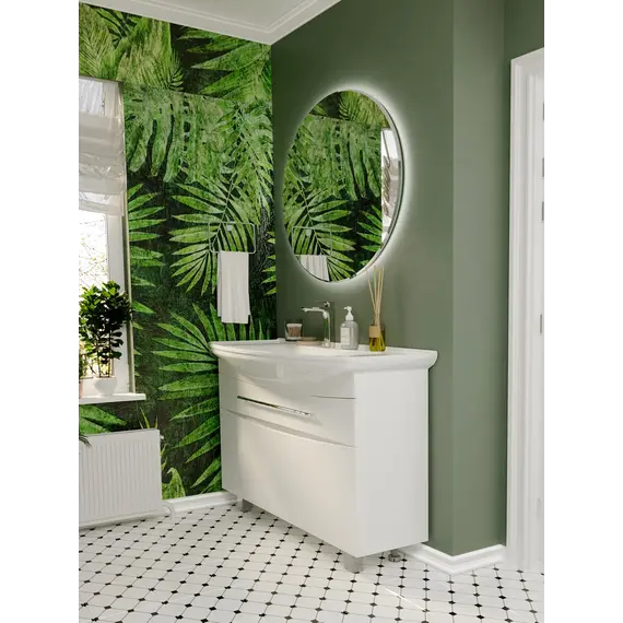 Тумба 1Marka  напольная под раковину  Lina New 105Н 1в.я 3д Белый глянец