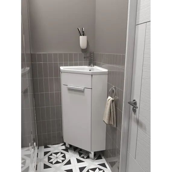 Тумба угловая 1Marka  напольная 37*37  с раковиной Penta