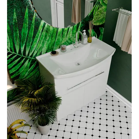 Тумба 1Marka  напольная под раковину  Lina New 105Н 1в.я 3д Белый глянец