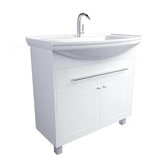 Тумба напольная без раковины 1 Марка Lina Classic New 85Н 1в.я 2д Белый глянец