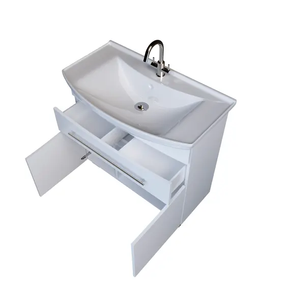 Тумба 1Marka  напольная под раковину  Lina New 105Н 1в.я 3д Белый глянец